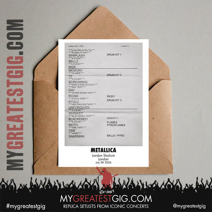 Metallica - M72 World Tour - 2026 Replica Setlist Posters