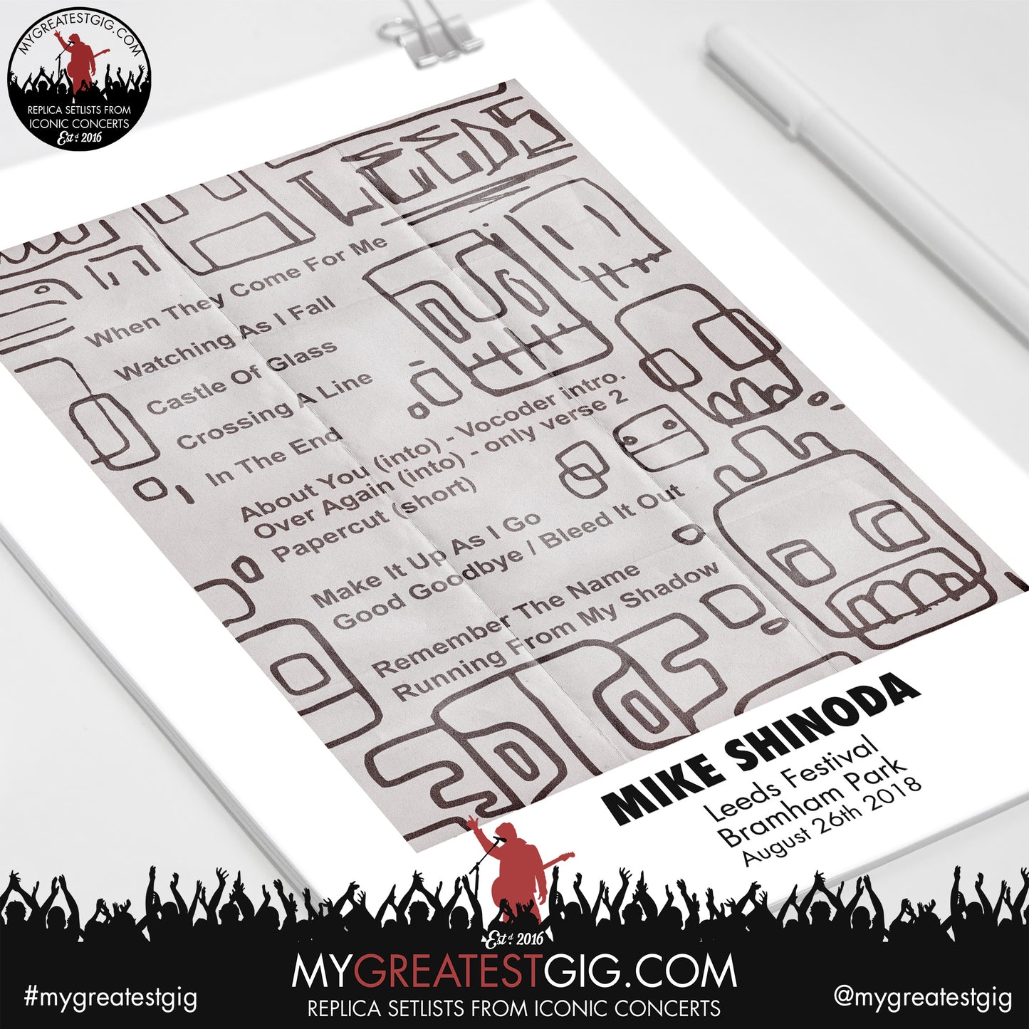 Mike Shinoda - Leeds/Reading Festival - August 25th/26th 2018 Replica Setlist Poster