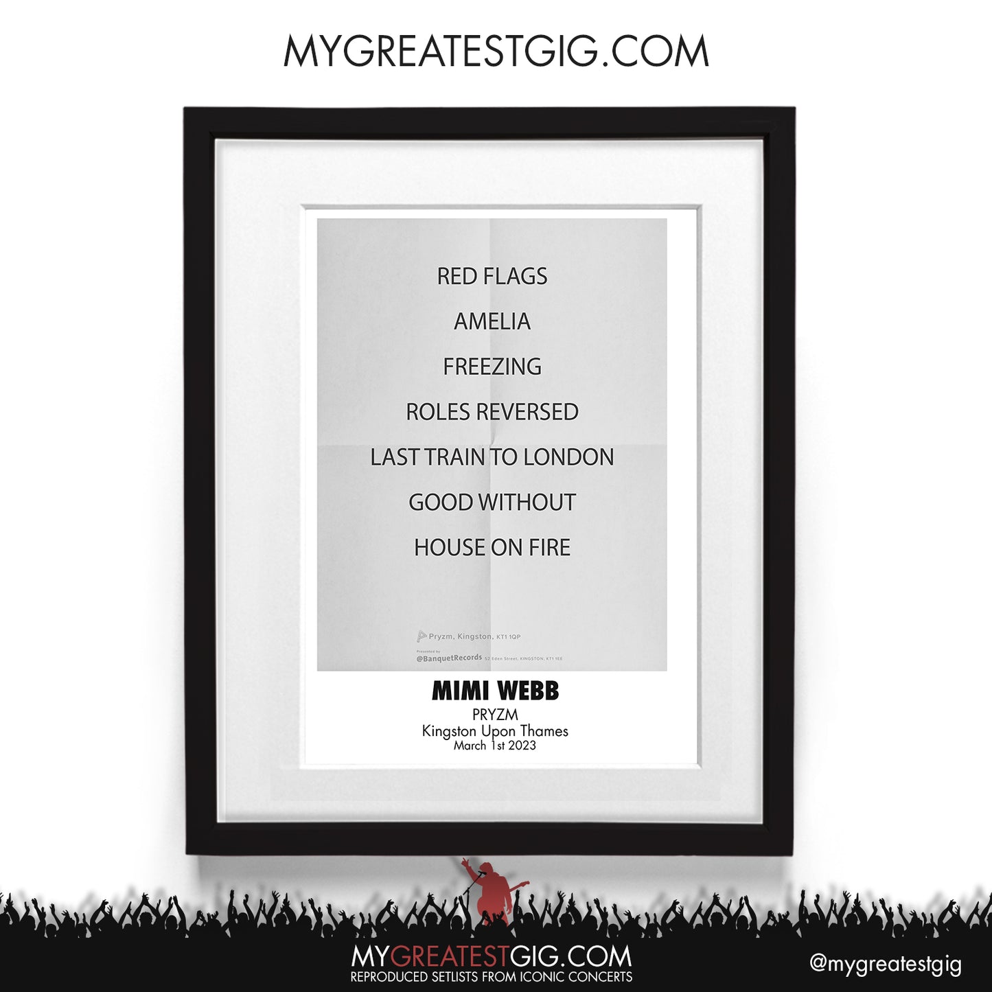 Mimi Webb - London - March 1st 2023 Recreated Setlist Poster