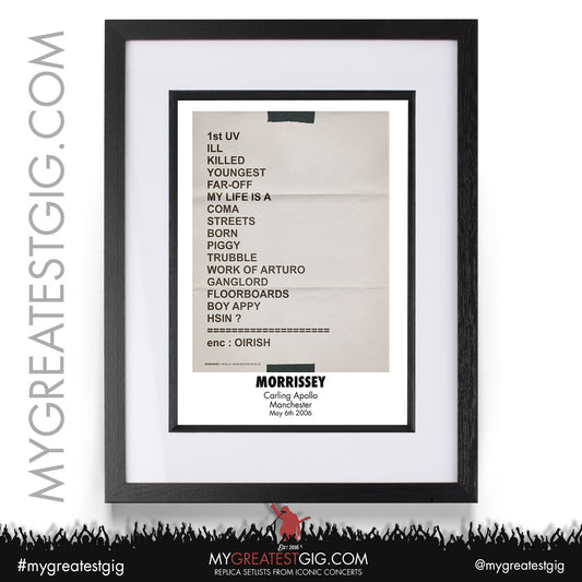 Morrissey - Manchester - May 6th 2006 Replica Setlist Poster