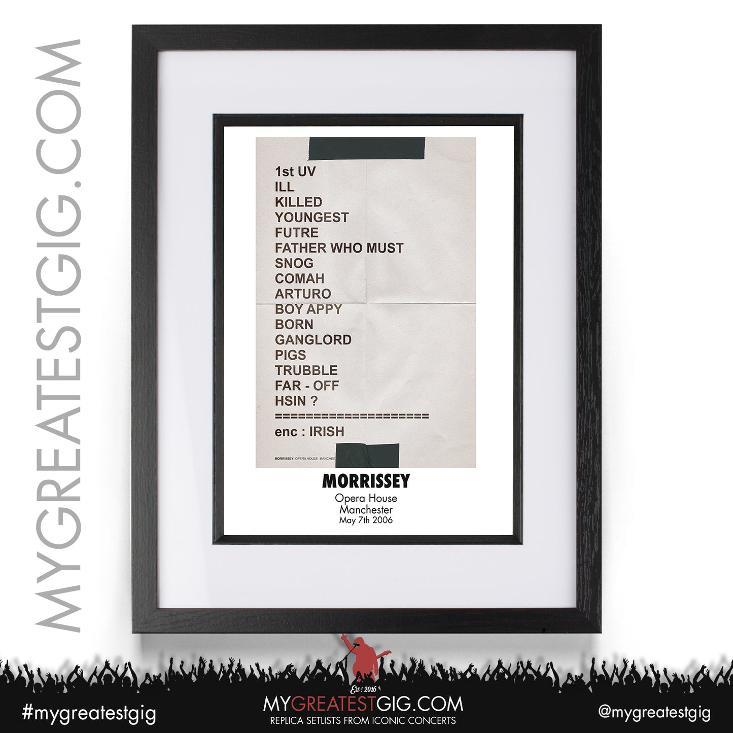 Morrissey - Manchester - May 7th 2006 Replica Setlist Poster