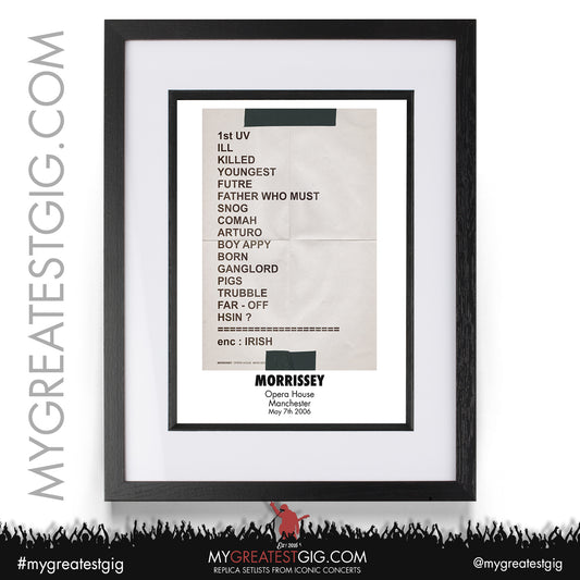 Morrissey - Manchester - May 7th 2006 Replica Setlist Poster
