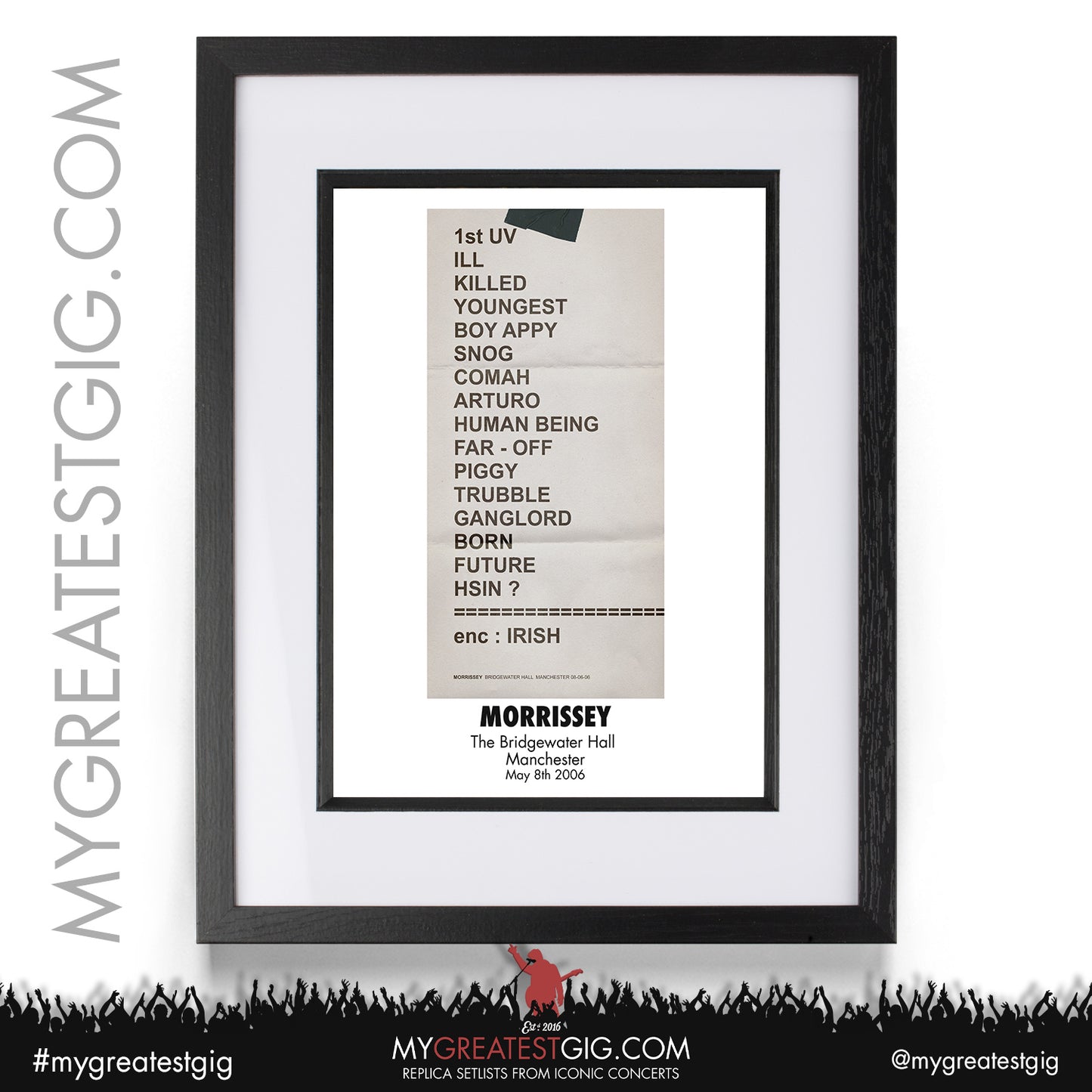 Morrissey - Manchester - May 8th 2006 Replica Setlist Poster