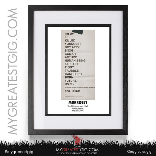 Morrissey - Manchester - May 8th 2006 Replica Setlist Poster