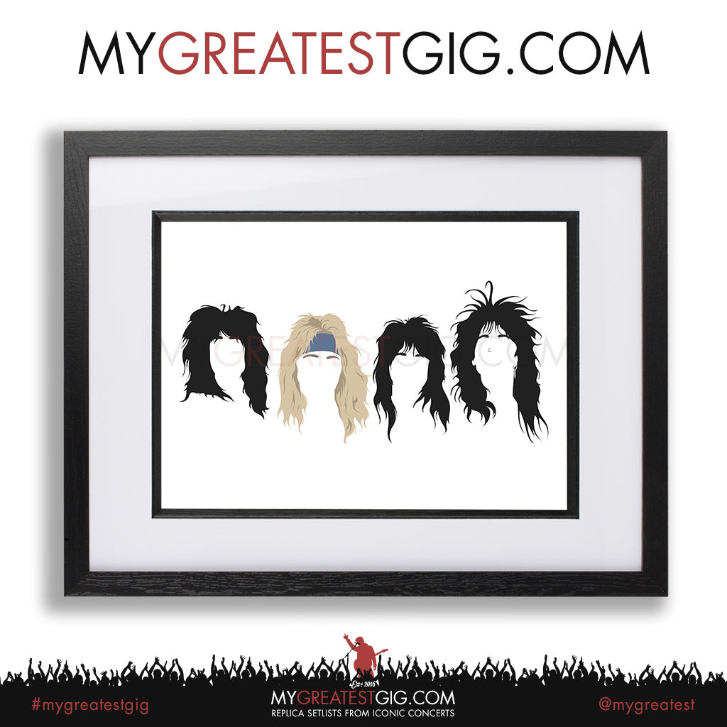 Motley Crue - Minimal Band Hairstyles Illustration - Posters, Prints & Greeting Cards