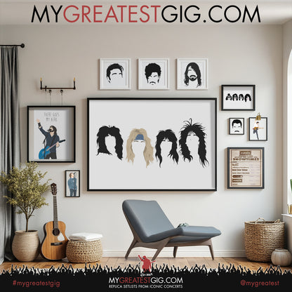 Motley Crue - Minimal Band Hairstyles Illustration - Posters, Prints & Greeting Cards