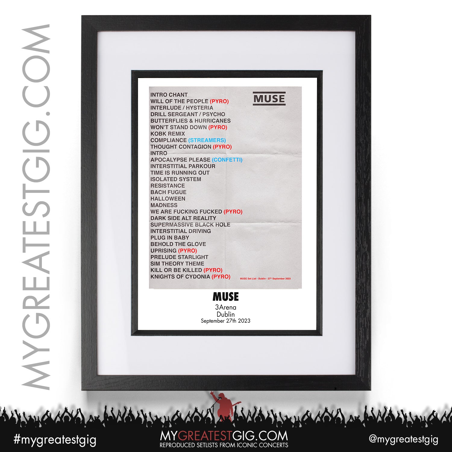 Muse - Dublin - September 27th 2023 Recreated Setlist Poster – My ...