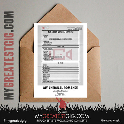 My Chemical Romance - The Black Parade 2026 Tour -  Replica Setlist Posters