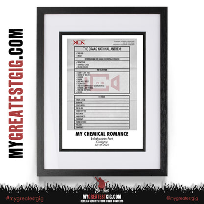 My Chemical Romance - The Black Parade 2026 Tour -  Replica Setlist Posters