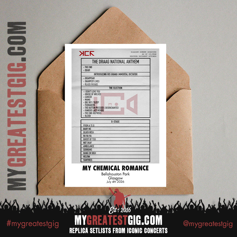 My Chemical Romance - The Black Parade 2026 Tour -  Replica Setlist Posters