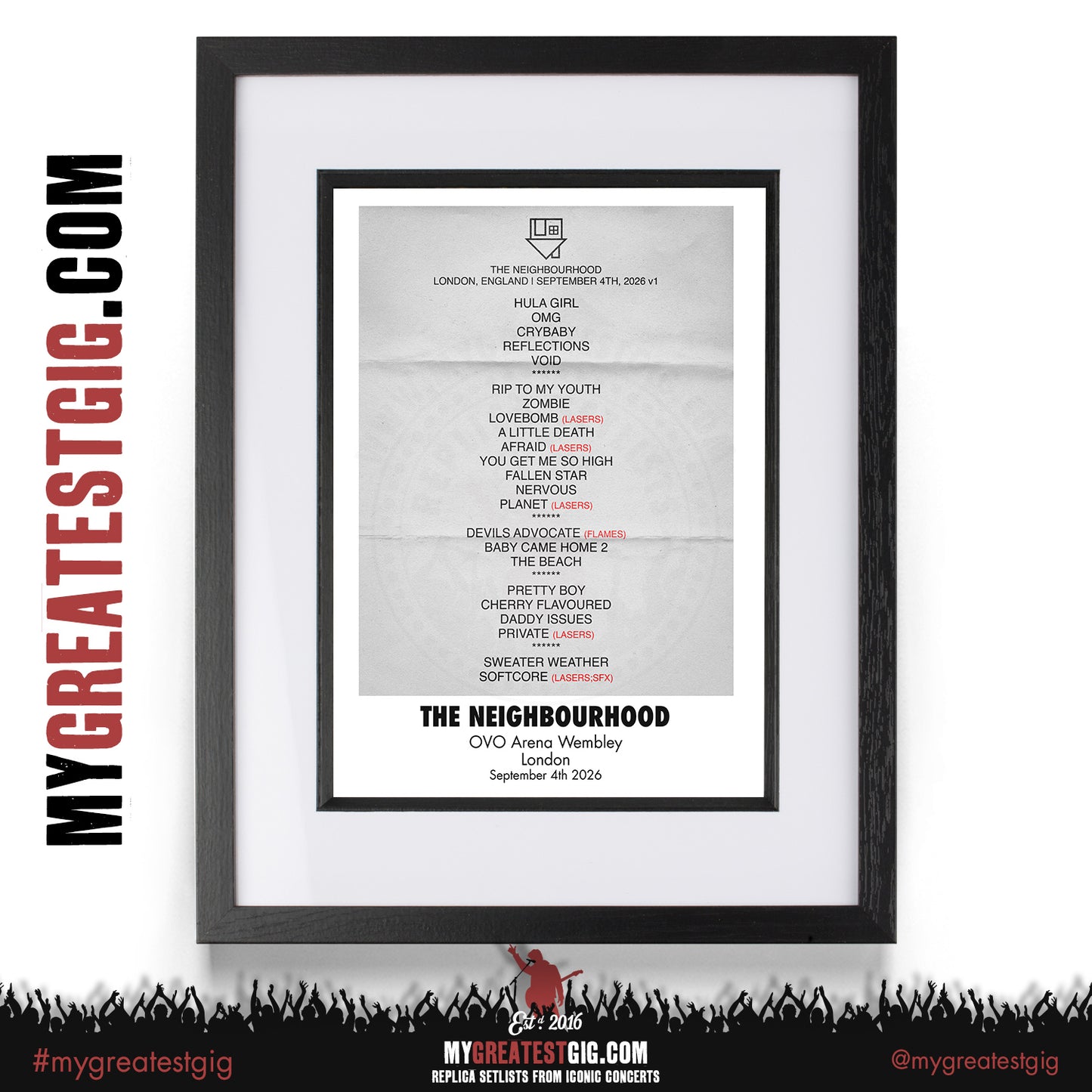 The Neighbourhood - Wourld Tour 2026 - Replica Setlist Posters