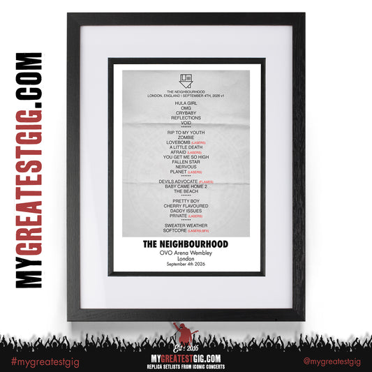The Neighbourhood - Wourld Tour 2026 - Replica Setlist Posters