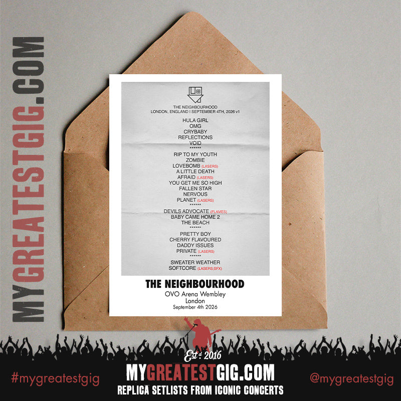 The Neighbourhood - Wourld Tour 2026 - Replica Setlist Posters