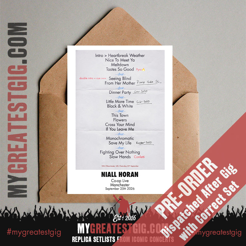 Niall Horan - Dinner Party Live On Tour 2026 - Replica Setlist Posters