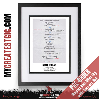 Niall Horan - Dinner Party Live On Tour 2026 - Replica Setlist Posters