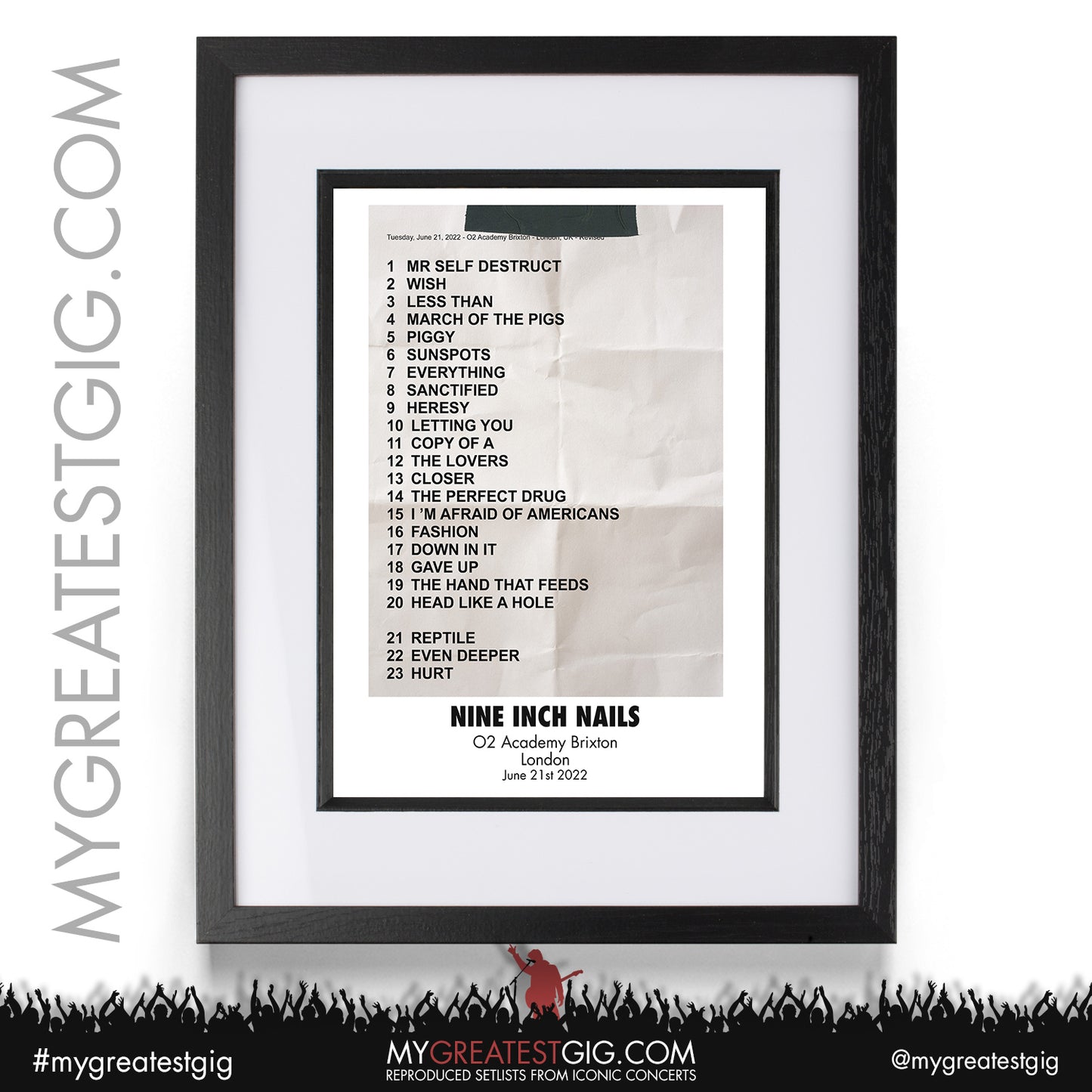 Nine Inch Nails - London - June 21st 2022 Recreated Setlist Poster