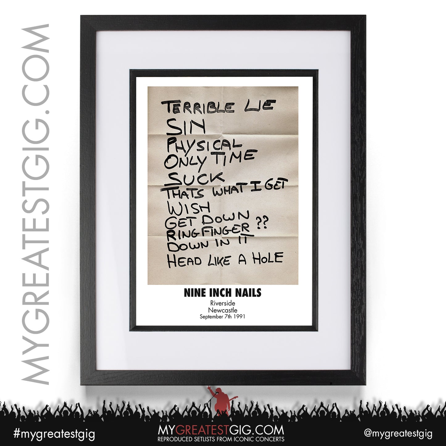 Nine Inch Nails - Newcastle - September 7th 1991 Recreated Setlist Poster