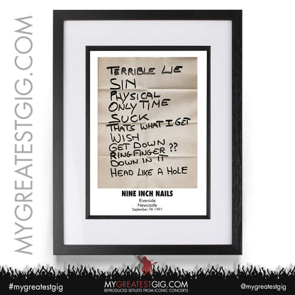 Nine Inch Nails - Newcastle - September 7th 1991 Recreated Setlist Poster