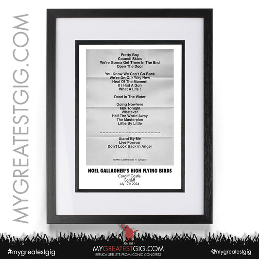 Noel Gallagher's High Flying Birds - Cardiff Castle - July 17th 2024 Recreated Setlist Poster
