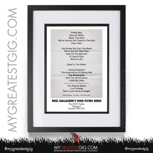 Noel Gallagher's High Flying Birds - Leeds - December 18th 2023 Recreated Setlist Poster