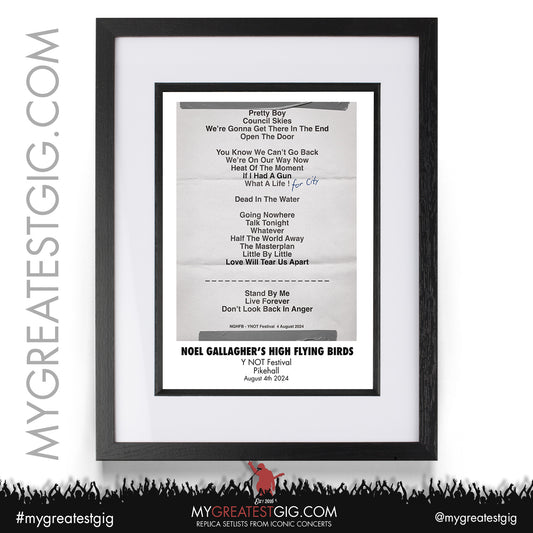 Noel Gallagher's High Flying Birds - Y NOT Festival - August 4th 2024 Replica Setlist Poster