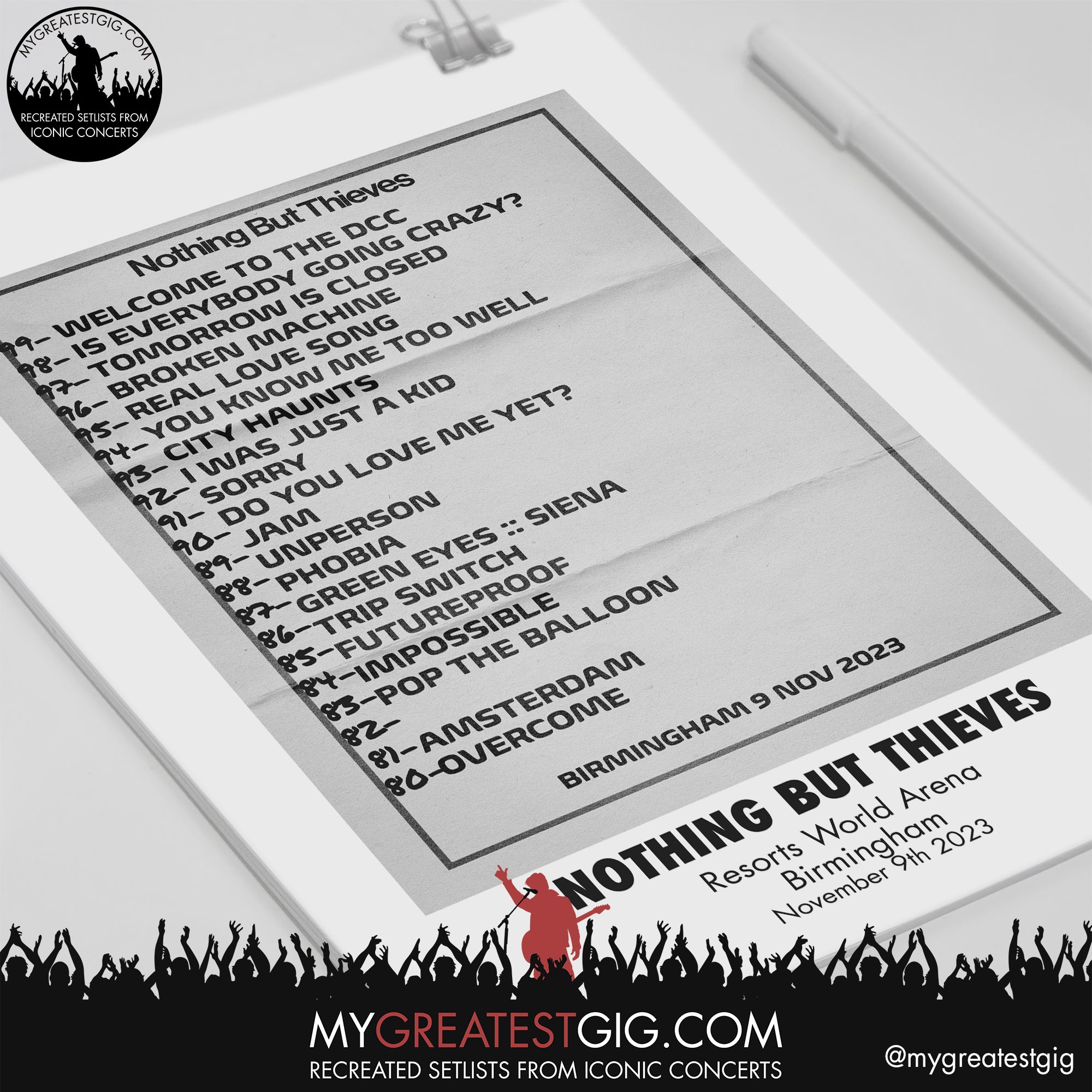 Nothing But Thieves - Birmingham - November 9th 2023 Recreated Setlist ...