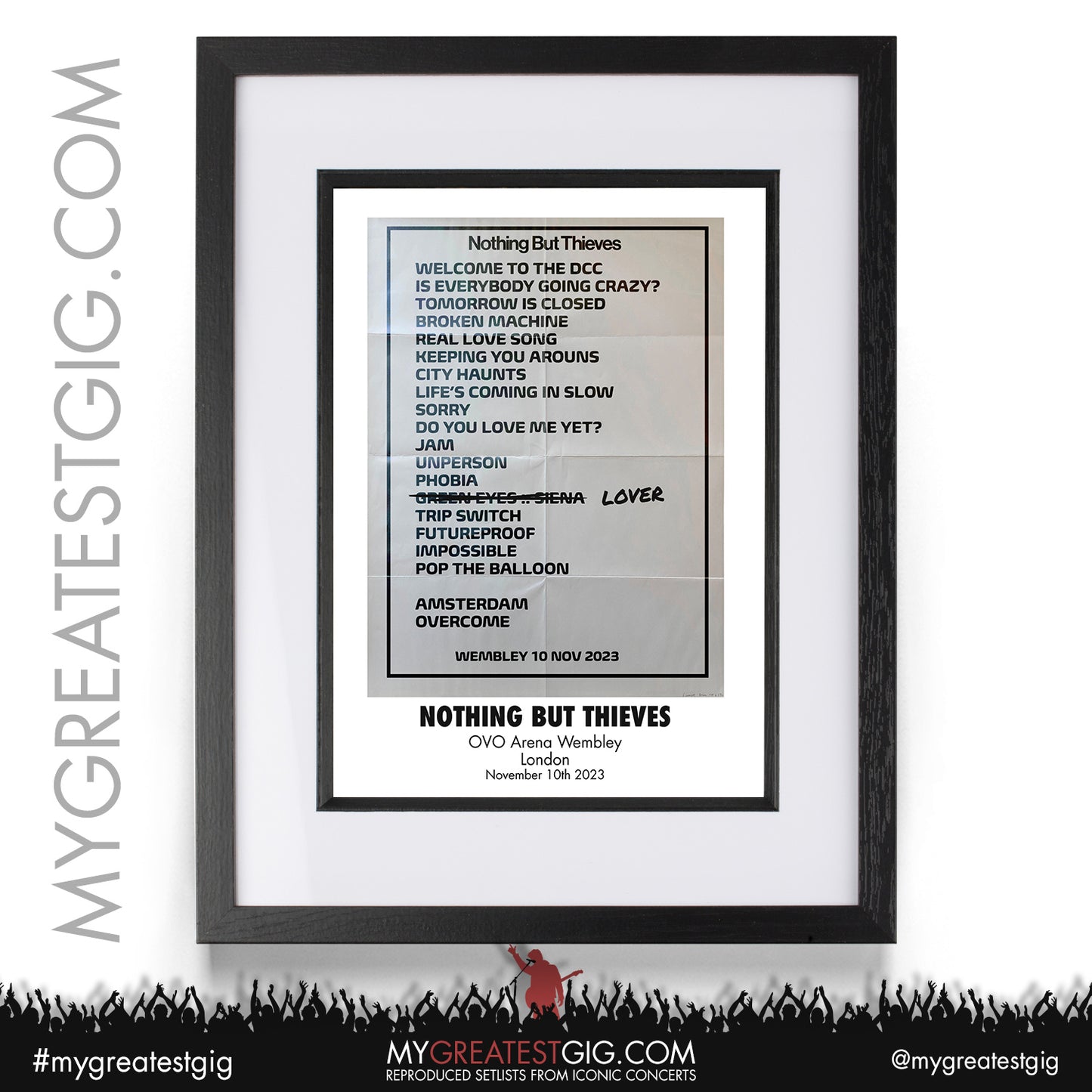 Nothing But Thieves - Wembley Arena - November 10th 2023 Recreated Setlist Poster
