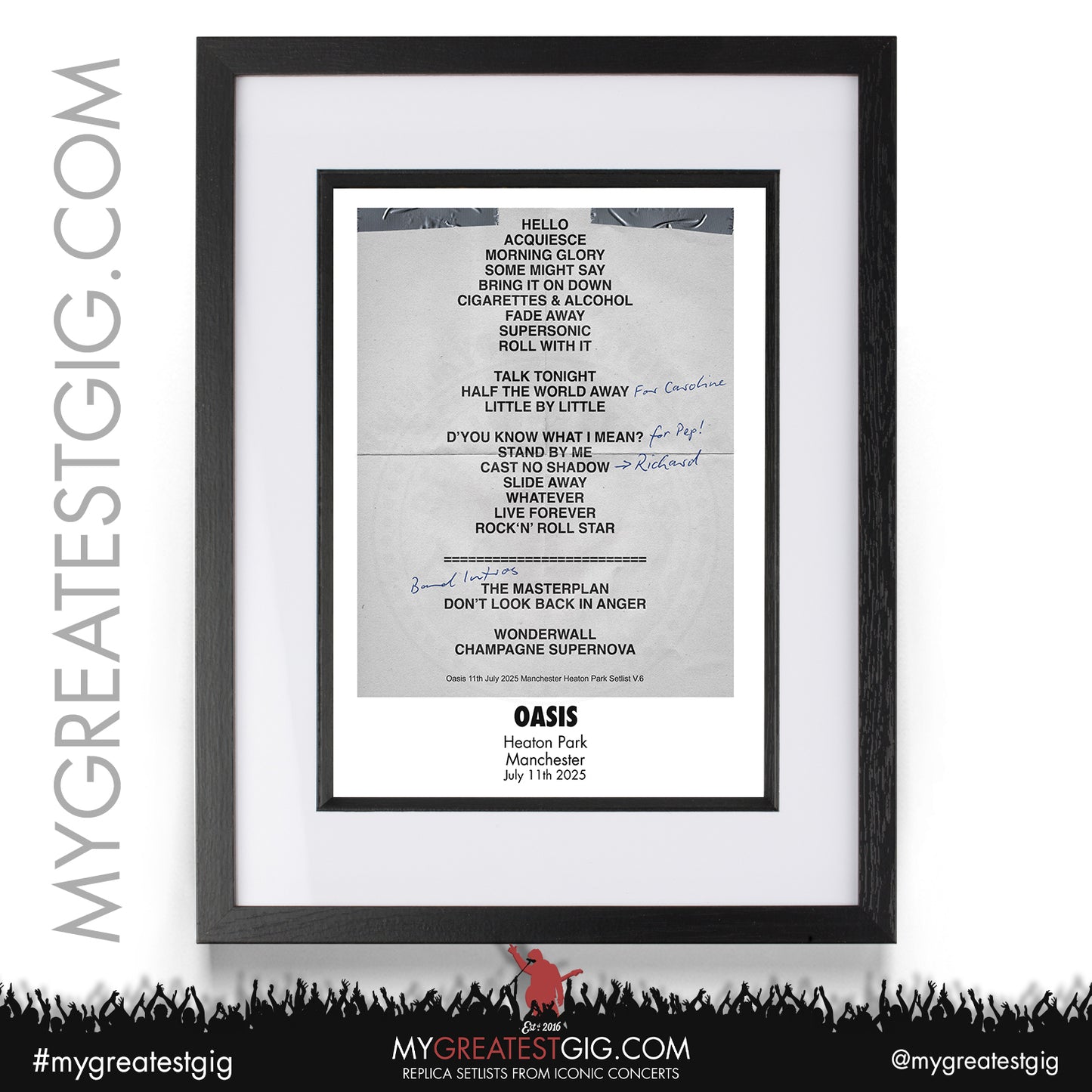 Oasis - Live '25 Tour 2025 - Replica Setlist Posters