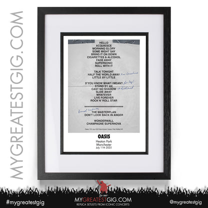 Oasis - Live '25 Tour 2025 - Replica Setlist Posters