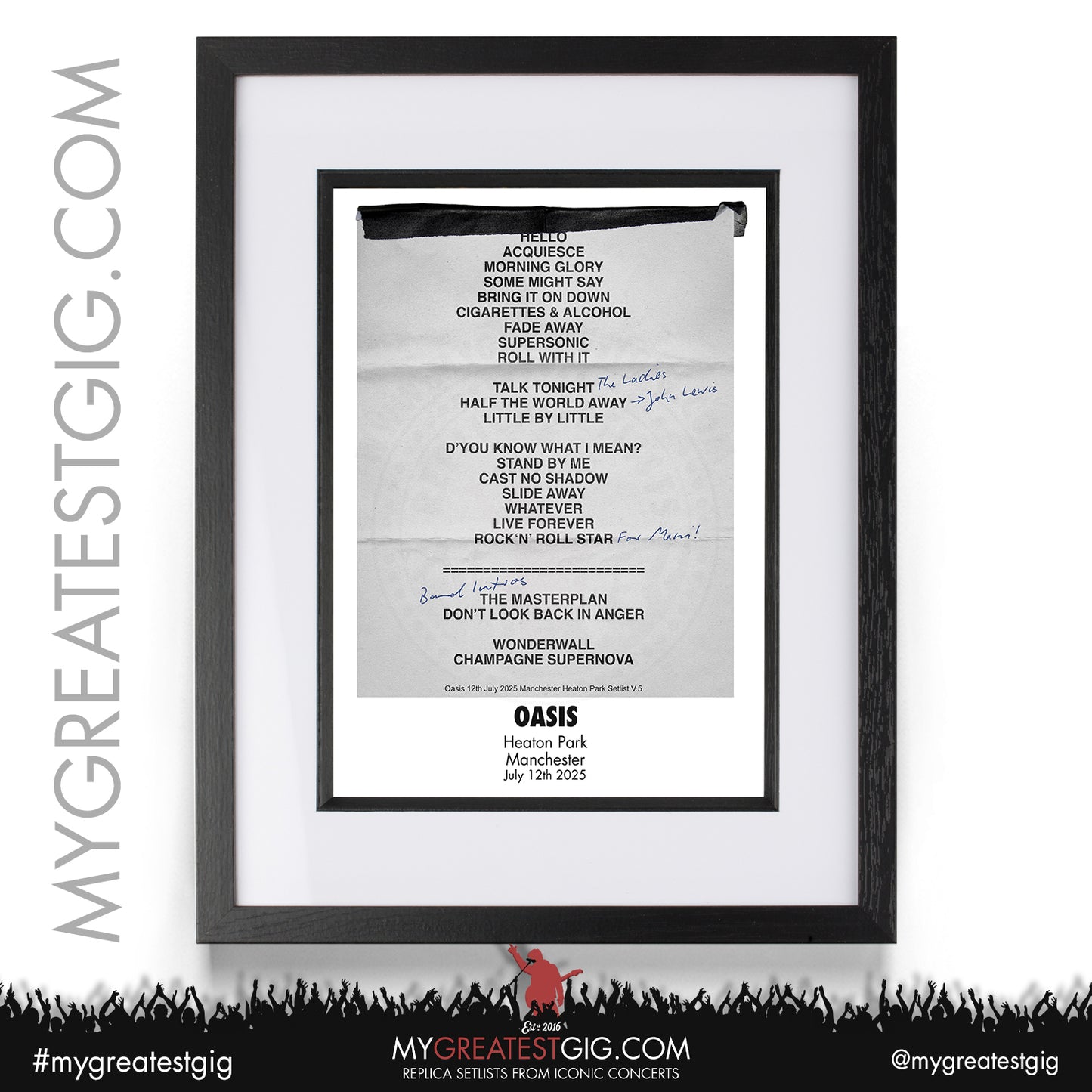 Oasis - Live '25 Tour 2025 - Replica Setlist Posters