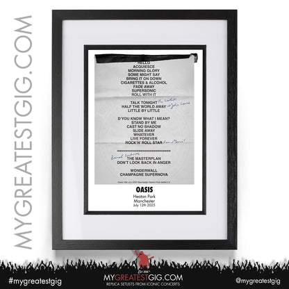 Oasis - Live '25 Tour 2025 - Replica Setlist Posters