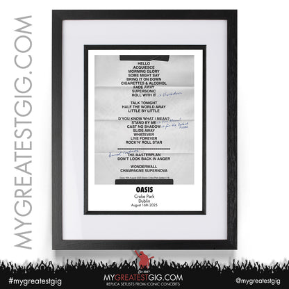 Oasis - Live '25 Tour 2025 - Replica Setlist Posters