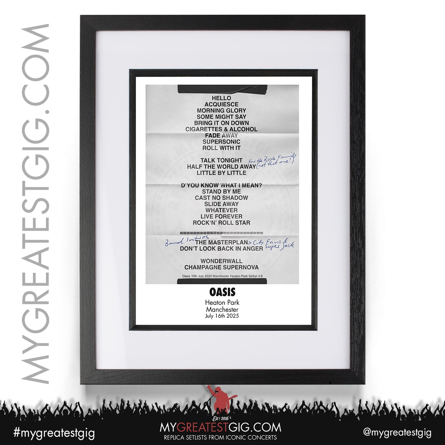 Oasis - Live '25 Tour 2025 - Replica Setlist Posters