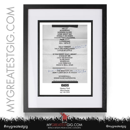 Oasis - Live '25 Tour 2025 - Replica Setlist Posters