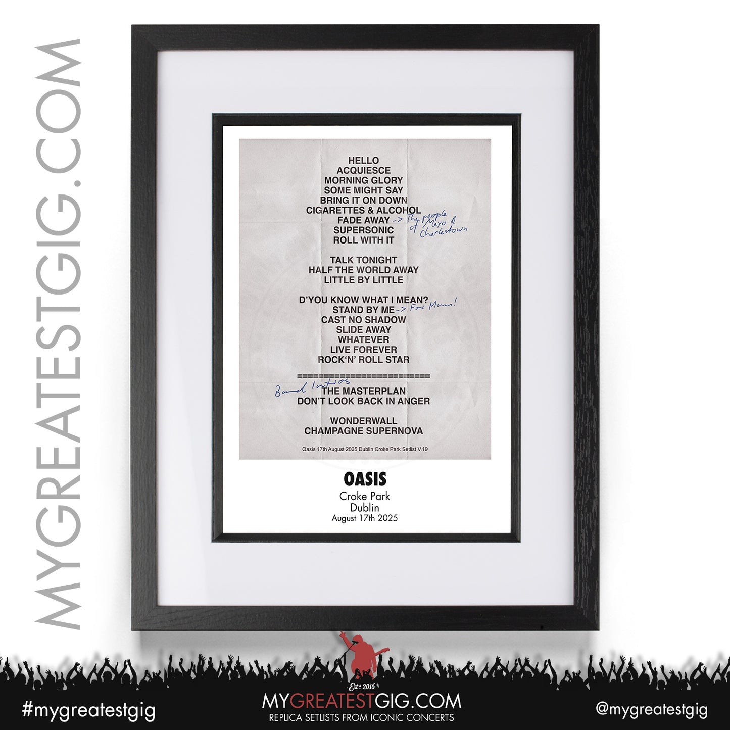 Oasis - Live '25 Tour 2025 - Replica Setlist Posters