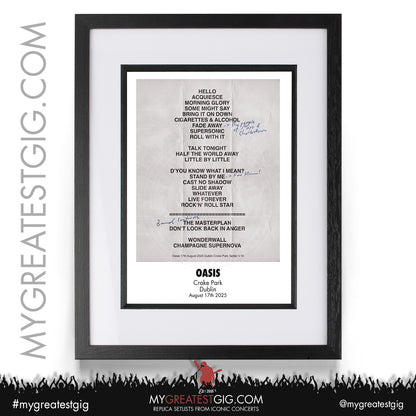 Oasis - Live '25 Tour 2025 - Replica Setlist Posters