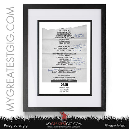 Oasis - Live '25 Tour 2025 - Replica Setlist Posters
