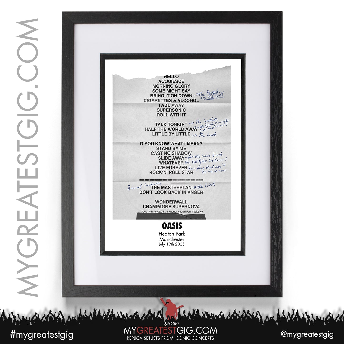 Oasis - Live '25 Tour 2025 - Replica Setlist Posters