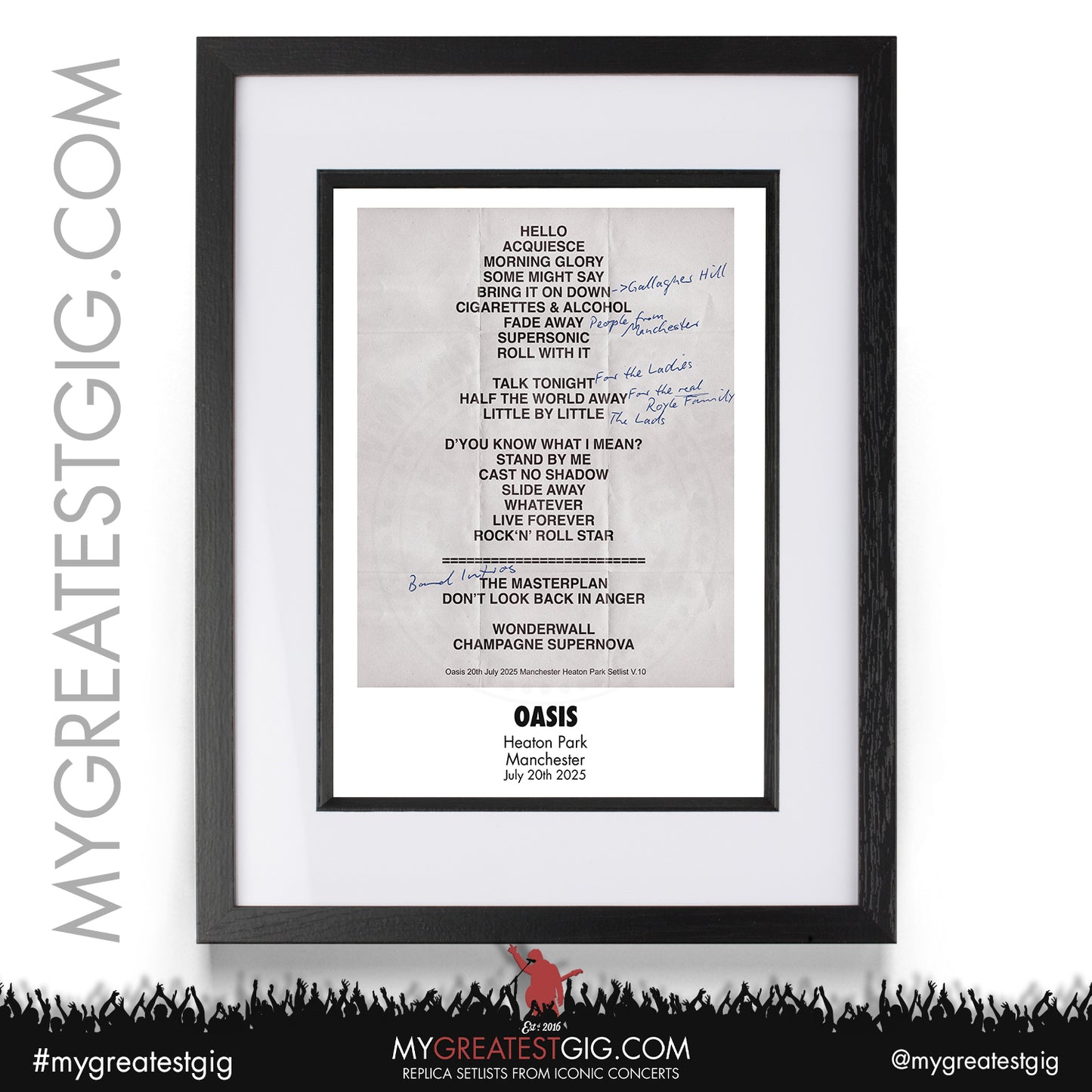 Oasis - Live '25 Tour 2025 - Replica Setlist Posters