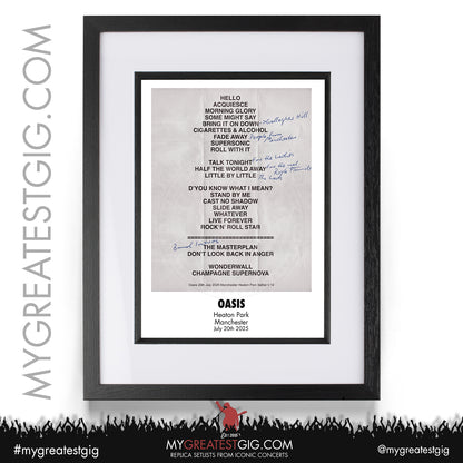 Oasis - Live '25 Tour 2025 - Replica Setlist Posters