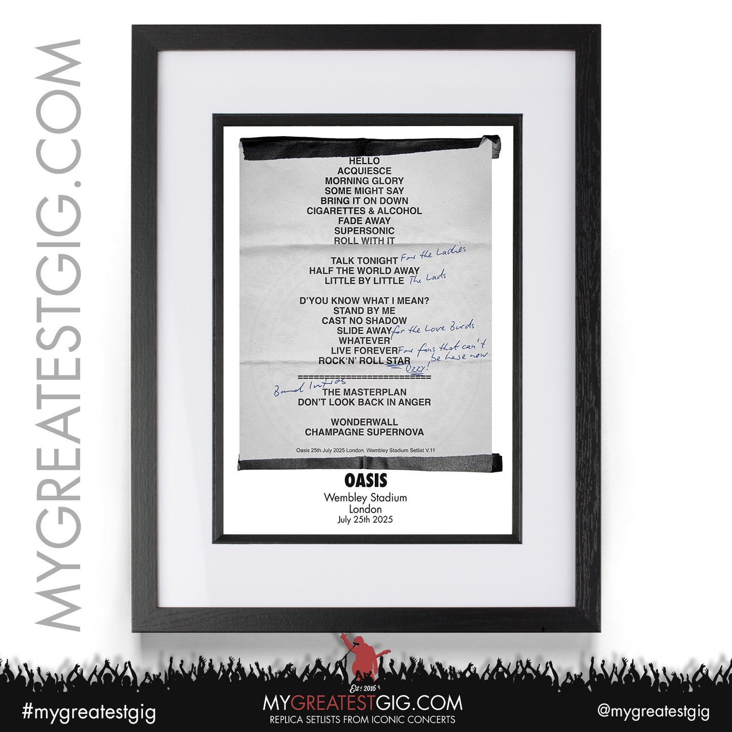 Oasis - Live '25 Tour 2025 - Replica Setlist Posters