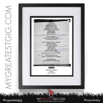 Oasis - Live '25 Tour 2025 - Replica Setlist Posters
