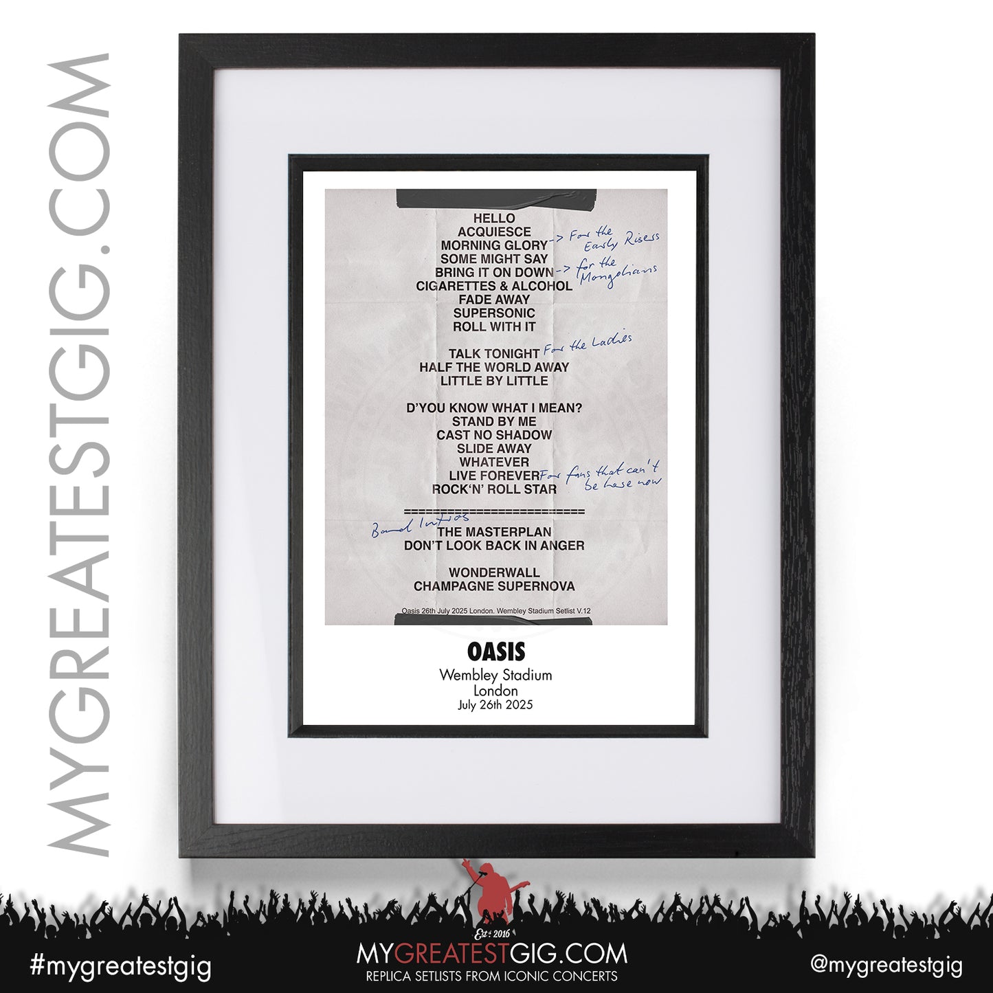Oasis - Live '25 Tour 2025 - Replica Setlist Posters