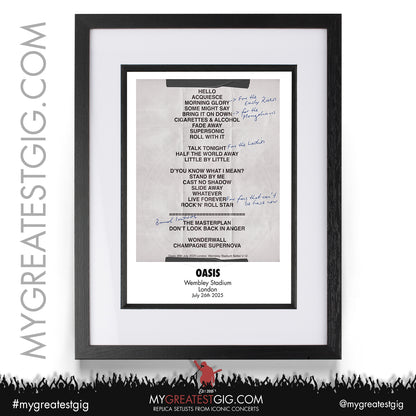 Oasis - Live '25 Tour 2025 - Replica Setlist Posters