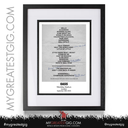 Oasis - Live '25 Tour 2025 - Replica Setlist Posters