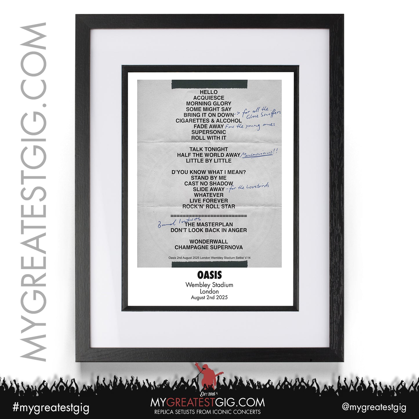 Oasis - Live '25 Tour 2025 - Replica Setlist Posters
