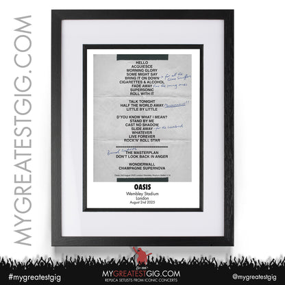 Oasis - Live '25 Tour 2025 - Replica Setlist Posters