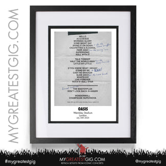 Oasis Setlist Example Oasis - Live '25 Tour 2025 - Replica Setlist Posters – My Greatest Gig