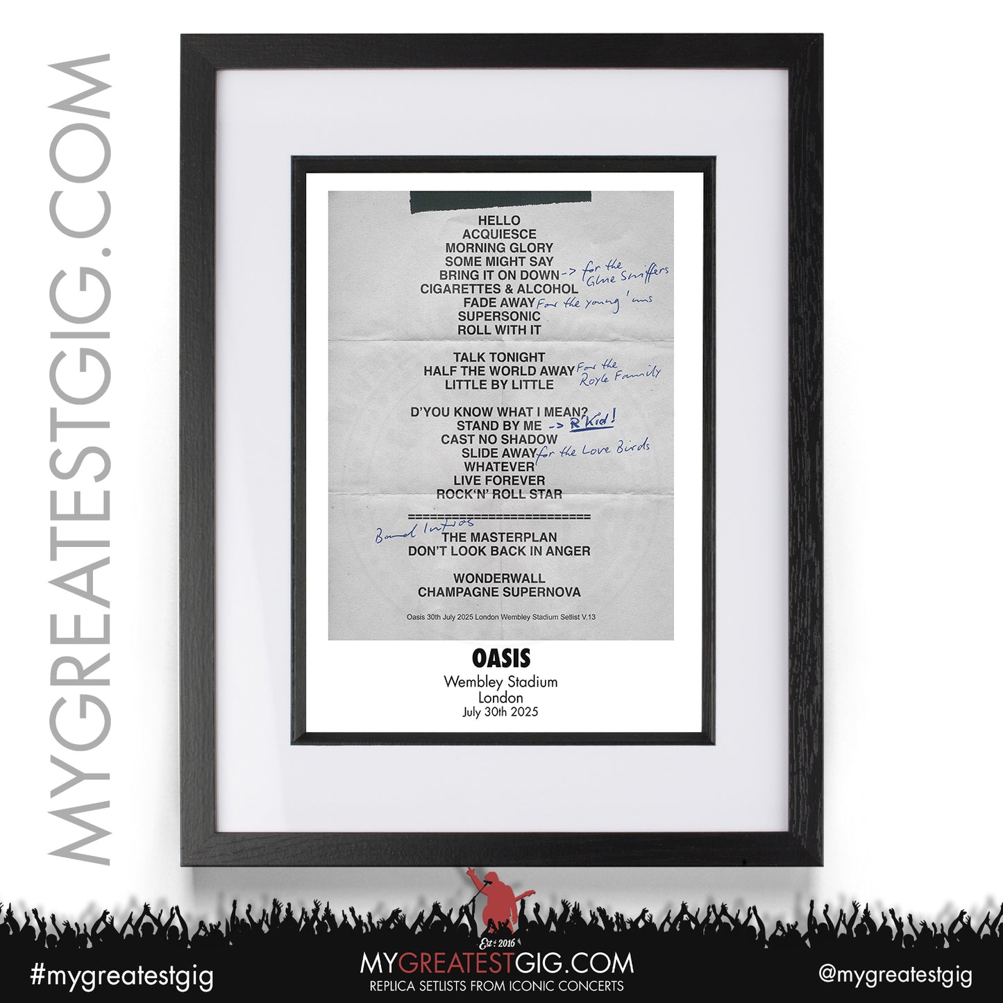 Oasis - Live '25 Tour 2025 - Replica Setlist Posters
