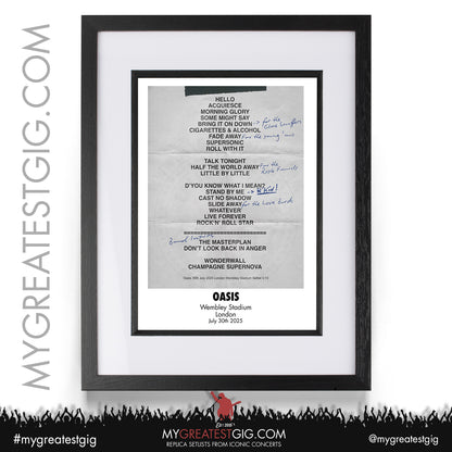 Oasis - Live '25 Tour 2025 - Replica Setlist Posters
